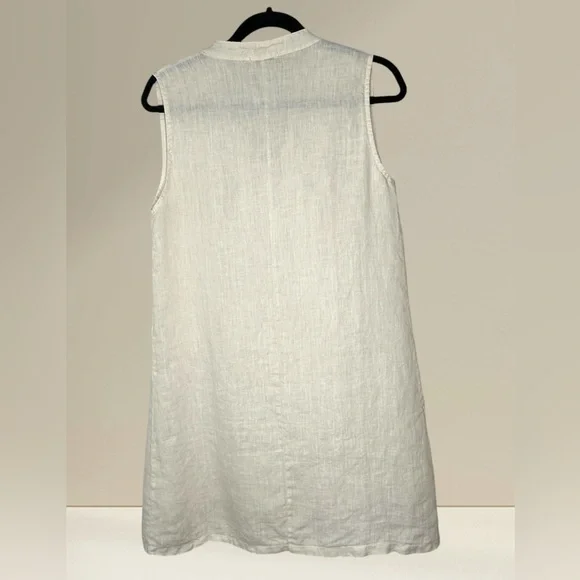 Alessia Bacini Made in Italy Linen Mini Neutral Dress Lightweight Breathable Air - Picture 2 of 8